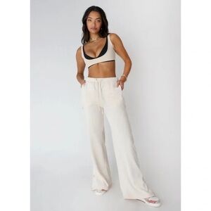 Adam Selman Sport Tearaway Tech Wide Leg Sweatpant XS Ivory